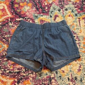 Torrid Blue Jean Shorts Elastic Waistband Cuffed Hem 1x